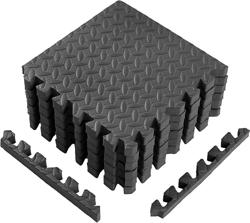 Arrowbash 12x12x1 Inch EVA Thick Interlocking Foam Floor Tiles Puzzle Exercise Mat Foam Mats for Home Gym Pets(Black,12) - Image 1